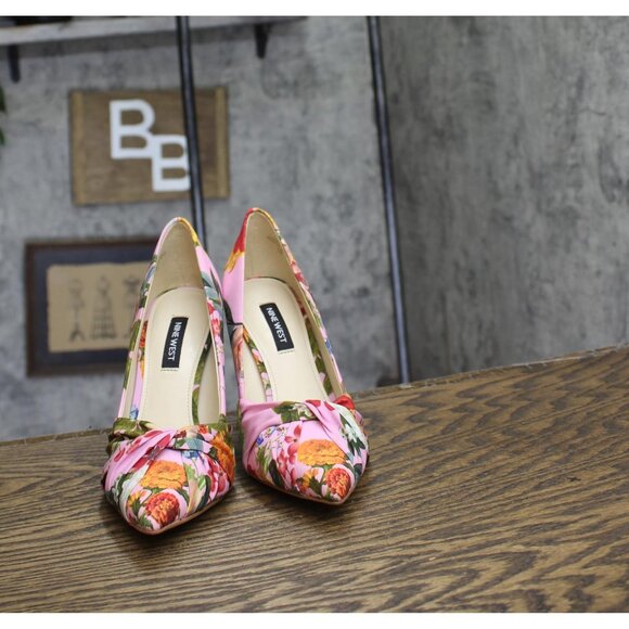 NEW Nine West Womens Faiza2 Pump Slip On Heels WNFAIZA2 Pink Floral 6M - Picture 8 of 14